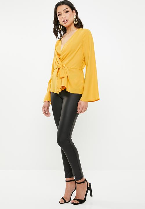 Missguided - Woven wrap blouse - yellow 