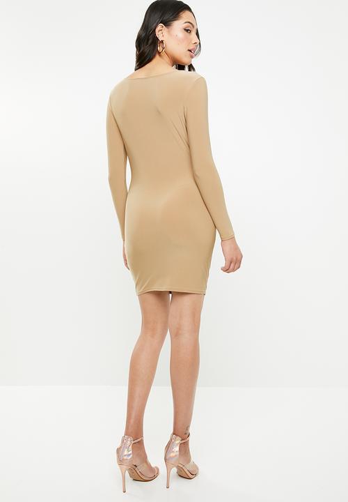 Missguided - Slinky cowl dress mini dress - beige