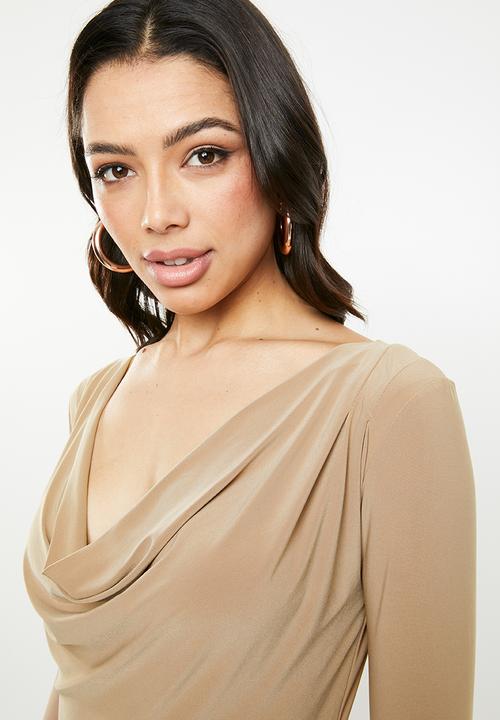 Missguided - Slinky cowl dress mini dress - beige