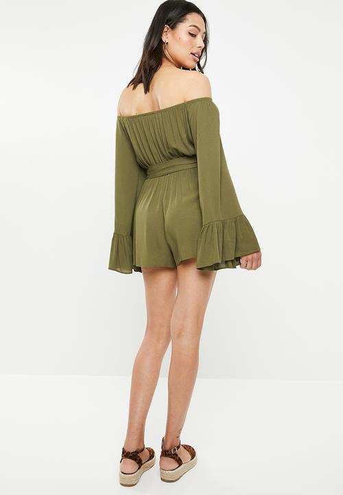 Missguided - Bardot playsuit - khaki