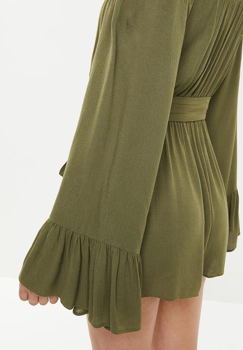 Missguided - Bardot playsuit - khaki