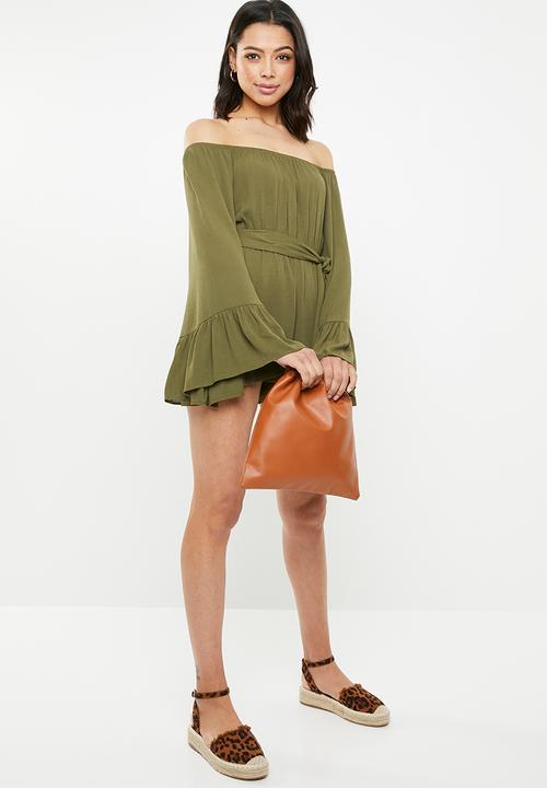 Missguided - Bardot playsuit - khaki