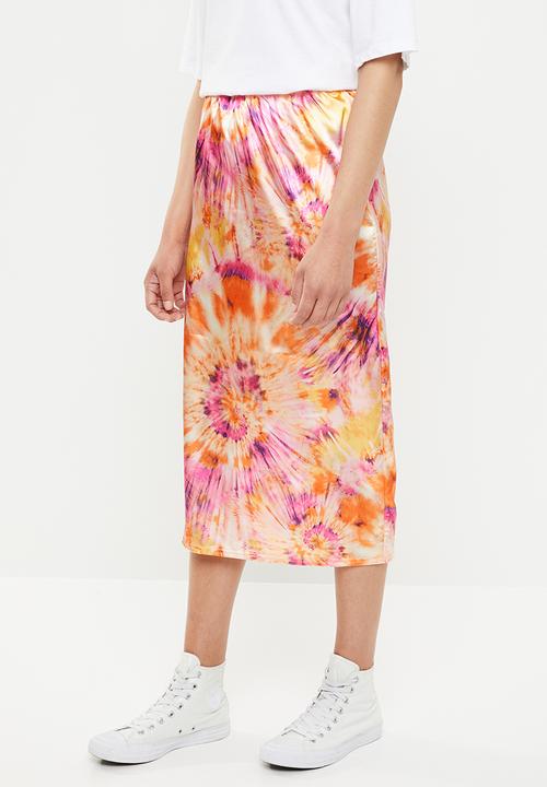Missguided - Tie dye satin slip skirt - multi 
