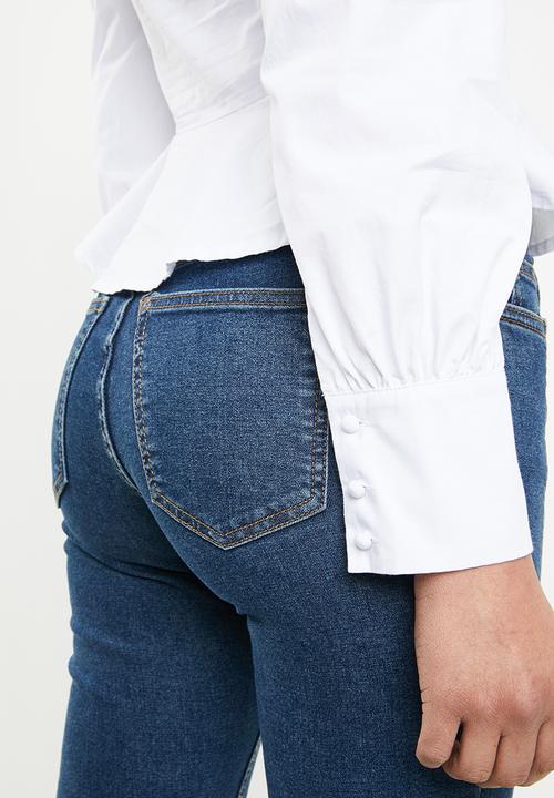 Missguided - Puff sleeve button down blouse - white