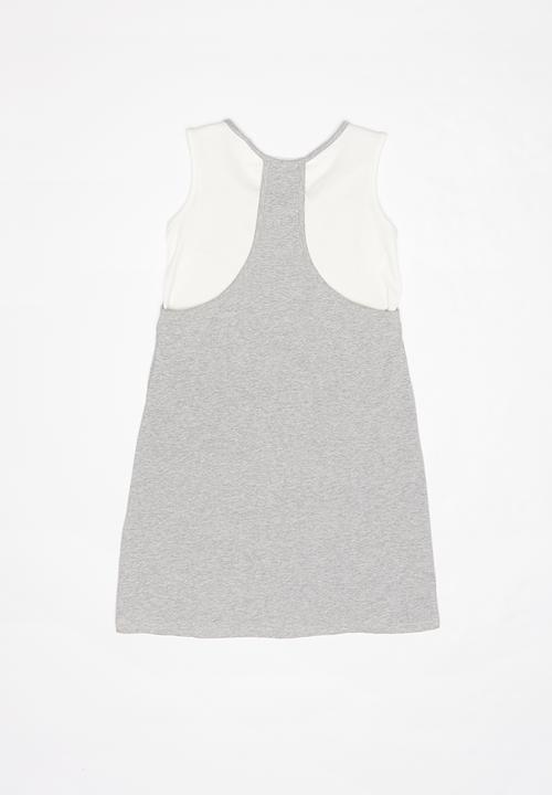 GUESS - Teens tri mesh carli dress - grey & white