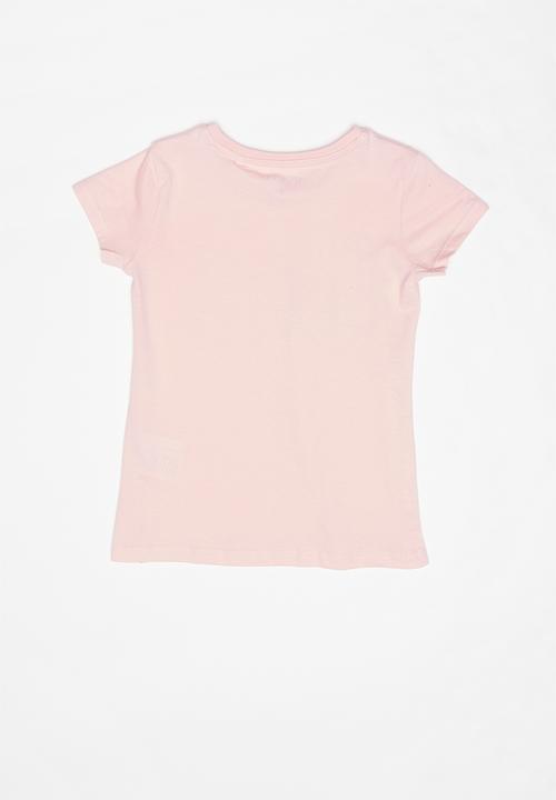 GUESS - Girls short sleeve rainbow guess tee - pink