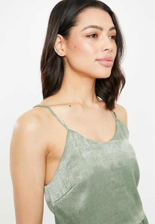 Missguided - Cropped cami satin pj set - khaki