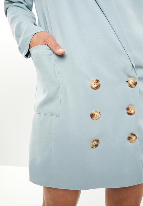Missguided - Plunge oversized blazer dress - blue