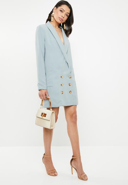 Missguided - Plunge oversized blazer dress - blue