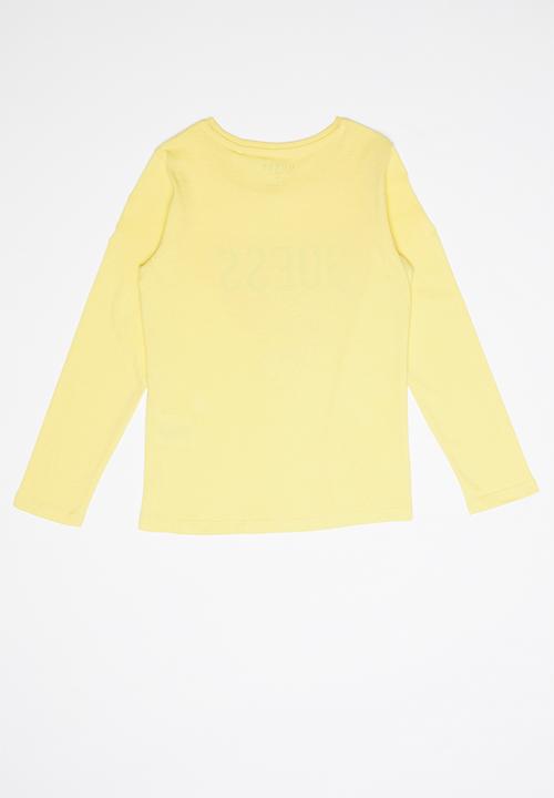 GUESS - Teens long sleeve leaf tri tee - yellow
