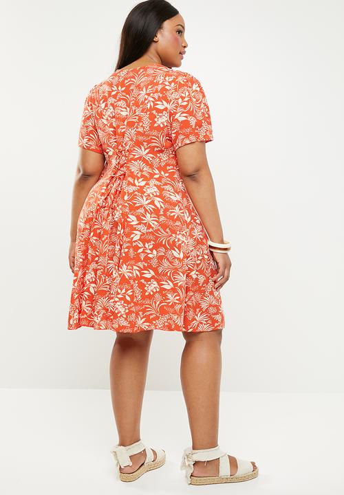 New Look - Elodie tropical tea dress - orange & cream