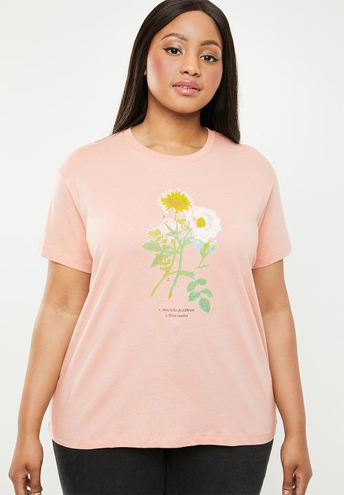 Cotton On - Curve graphic tee rosa - pink