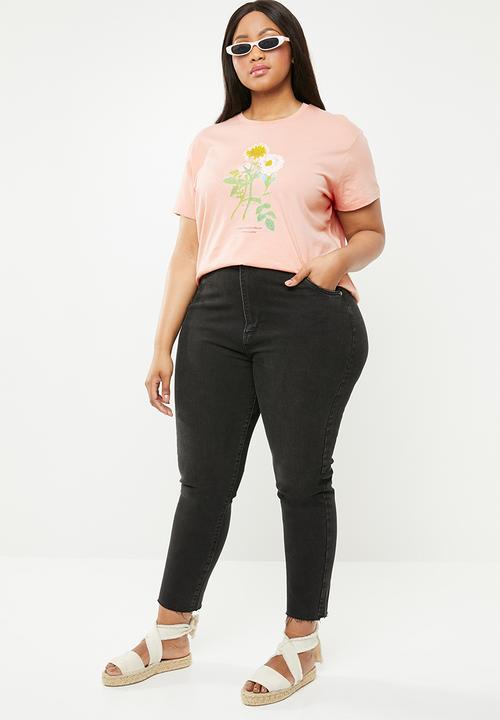 Cotton On - Curve graphic tee rosa - pink