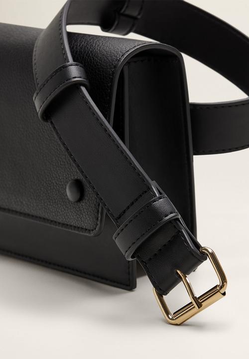 MANGO - Flap crossbody belt bag - black