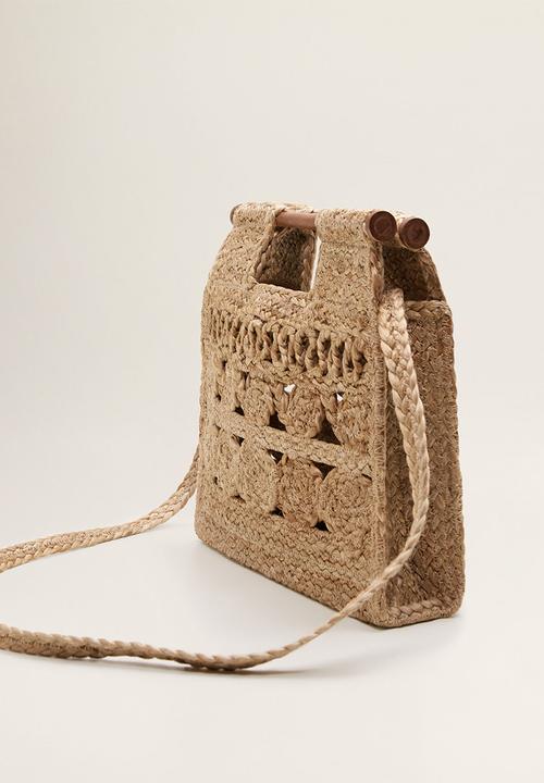 MANGO - Jute handbag - brown