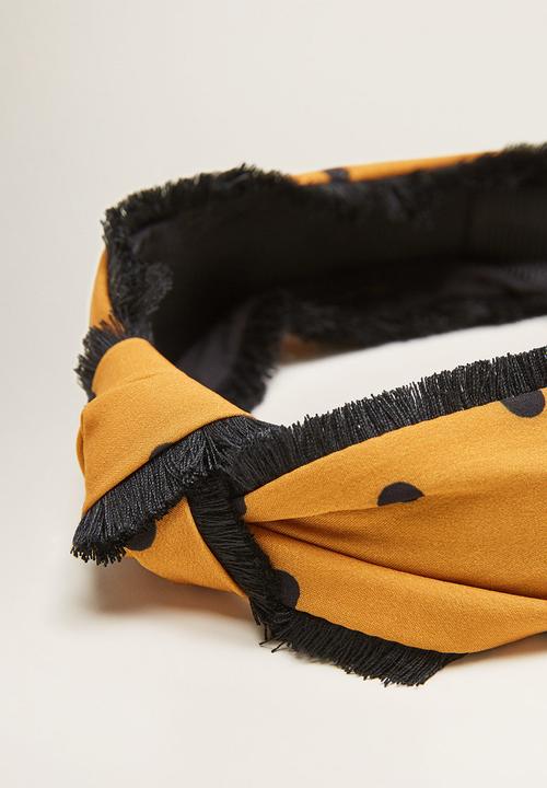 MANGO - Polka-dot hairband - black & yellow 