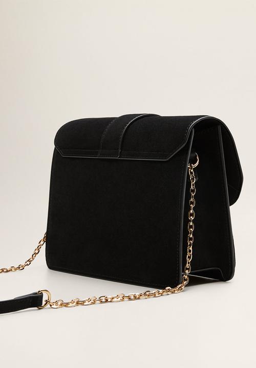 MANGO - Chain leather bag - black