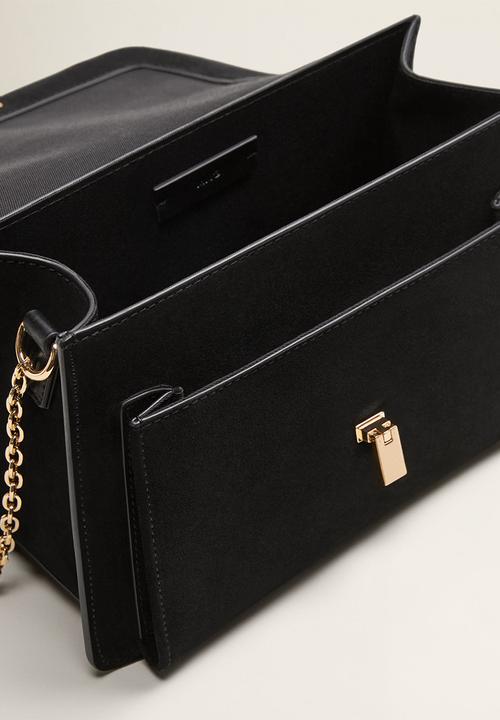 MANGO - Chain leather bag - black