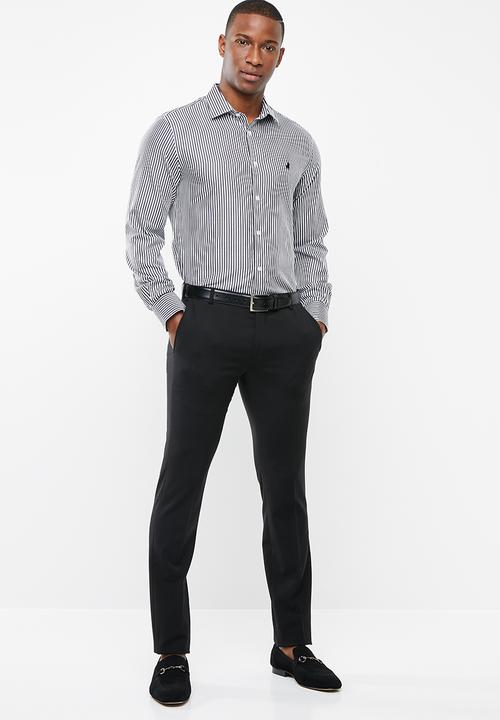 POLO - Greig bengal stripe signature long sleeve shirt - black & white