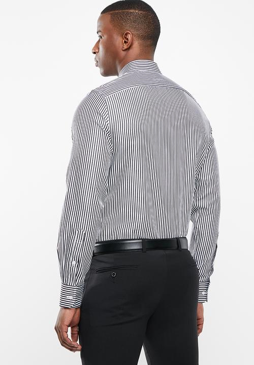 POLO - Greig bengal stripe signature long sleeve shirt - black & white