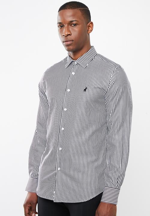 POLO - Greig bengal stripe signature long sleeve shirt - black & white
