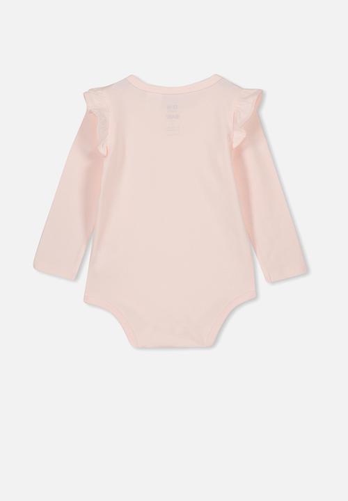 Cotton On - The long sleeve ruffle bubbysuit - pink
