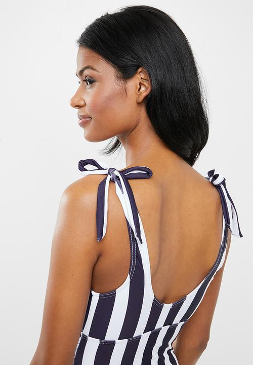 Superbalist - Tie detail maternity swimsuit - navy & white