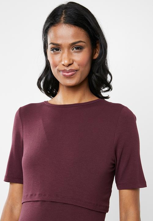 New Look - Maternity Nursing layer dress - burgundy