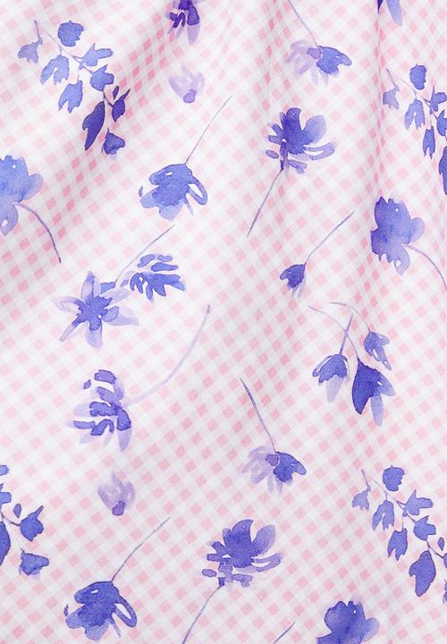 Superbalist - Halter neck floral check cami - pink & blue