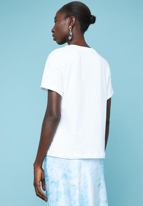 Superbalist - Boxy tee with roll up sleeve - white