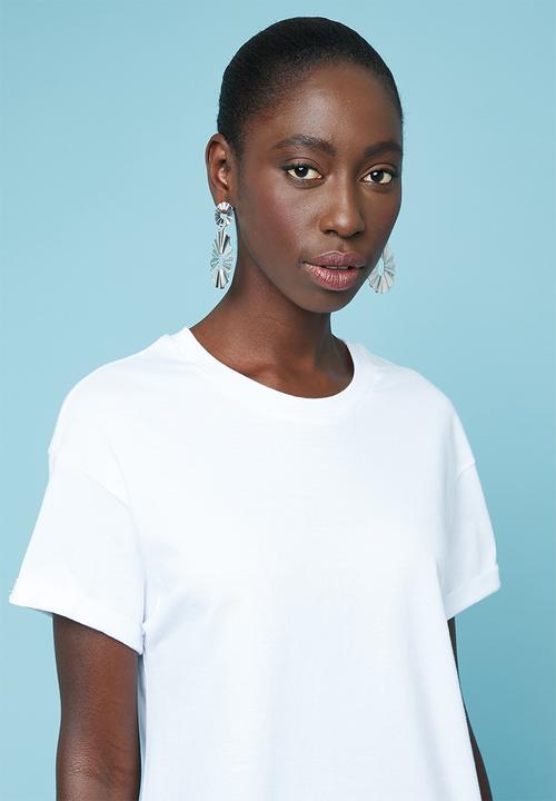 Superbalist - Boxy tee with roll up sleeve - white