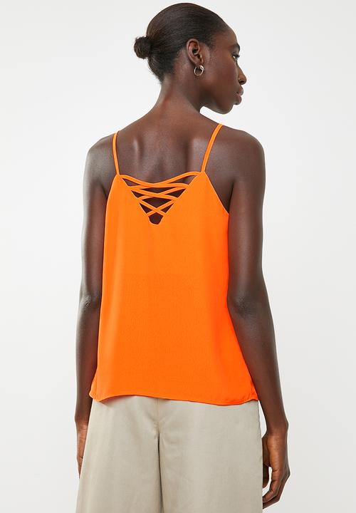New Look - Cleo cross back neon cami - orange