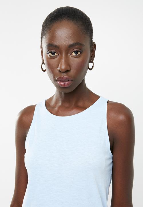 New Look - Broderie hem top - blue