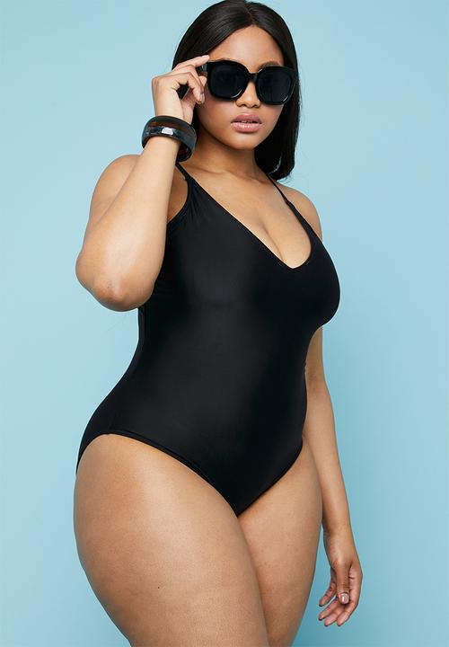 Superbalist - Deep v-neck one piece - black