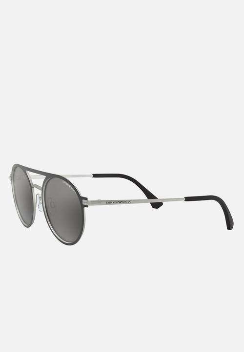 Emporio Armani - Round sunglasses 53mm - black & silver