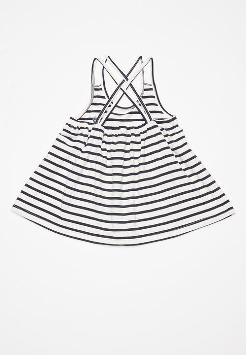 Pop Candy - Striped dress - navy & white 