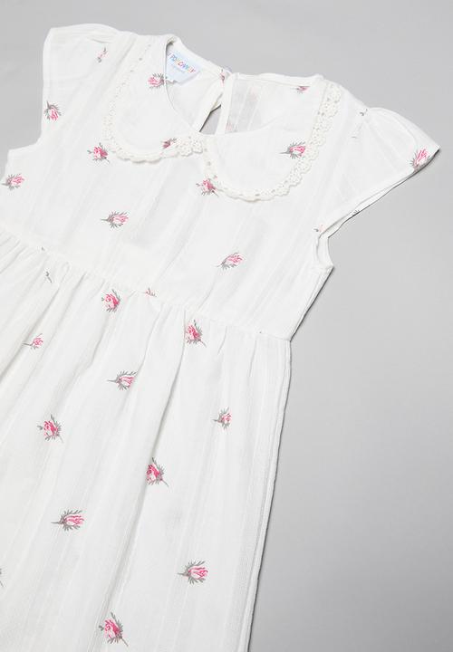 Pop Candy - Printed dress with peter pan collar - white & pink 