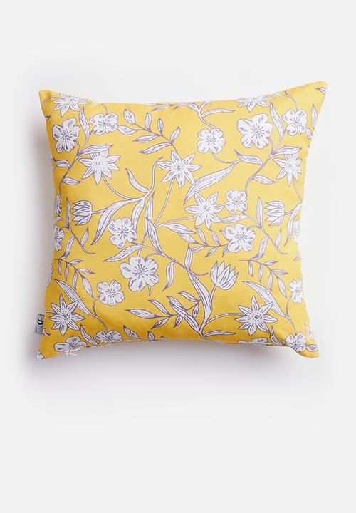 Sixth Floor - Punchy floral cushion cover - yellow