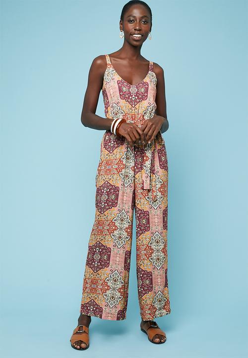 strappy wide leg jumpsuit