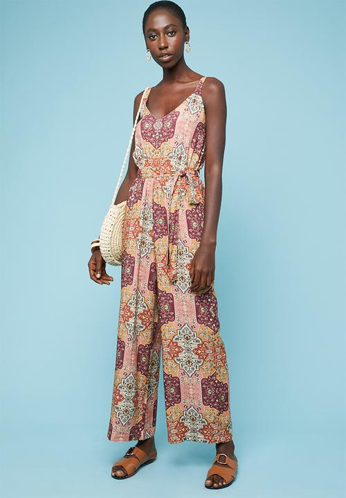 Superbalist - Printed strappy wide leg jumpsuit - multi