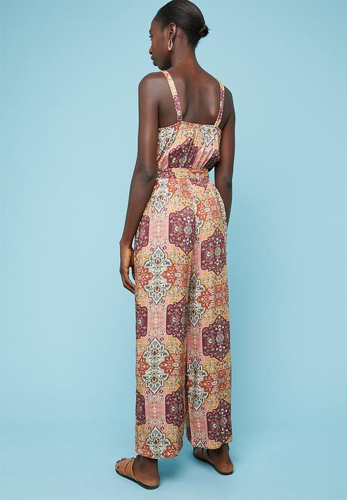 Superbalist - Printed strappy wide leg jumpsuit - multi