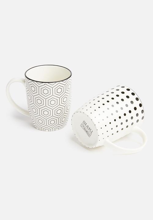 Excellent Houseware - Geo mug set of 4 - black & white