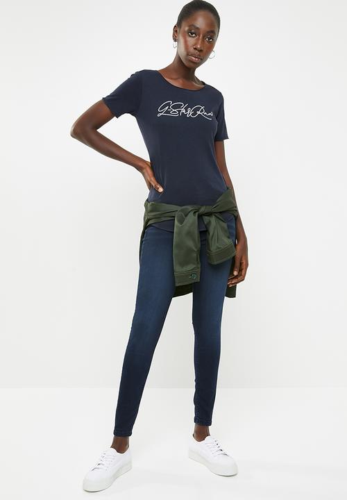 G-STAR - Graphic 22 optic slim tee - navy
