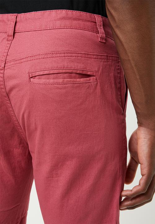 Cotton On - Washed chino short - red
