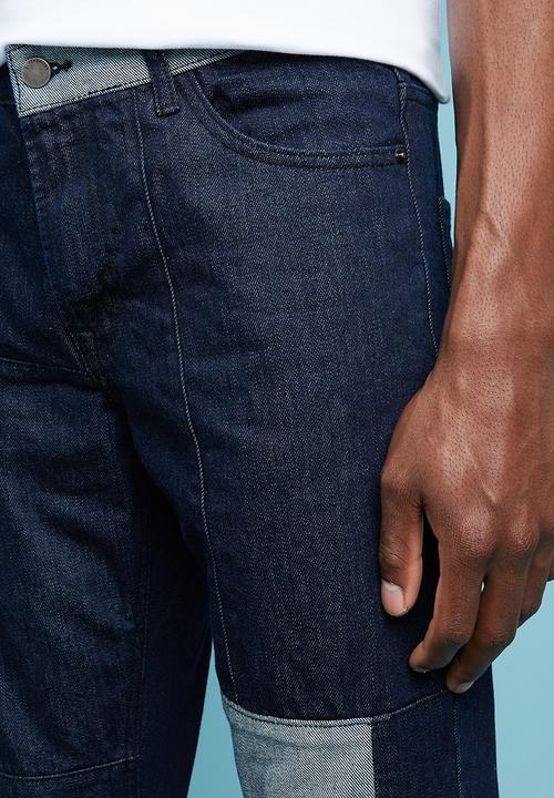 Superbalist - Regular fit tapered patchwork jeans - navy 