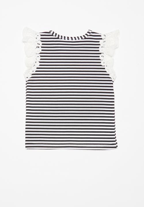 Pop Candy - Flutter sleeve vest - black & white