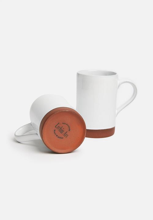 Urchin Art - Element mug set of 2 - white & terra