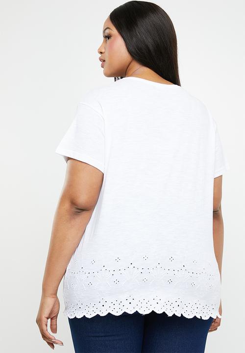 New Look - Broderie round neck - white