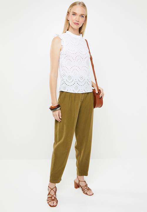 New Look - Piper frill sleeve top - white