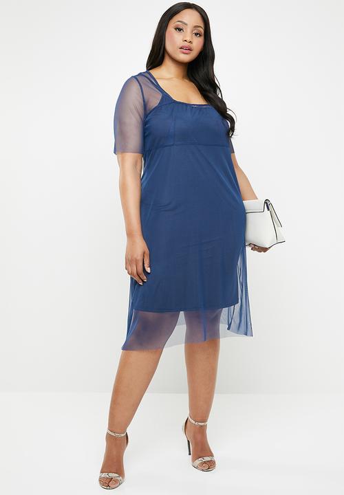 AMANDA LAIRD CHERRY - Plus size clara lace dress - blue